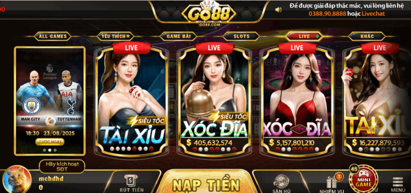 Sảnh Live cuốn hút với dealer xinh đẹp